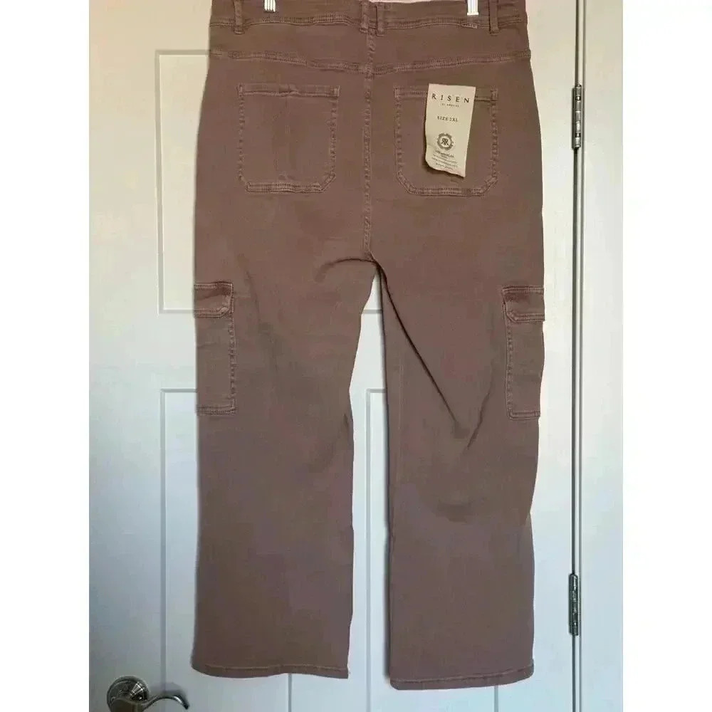 NWT Risen Womens Risen High-Rise Cargo Pants Mauve Size 2XL - Picture 6 of 13